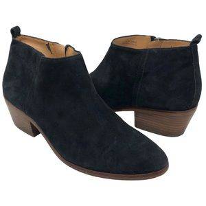 JCrew Black Suede 9 Heeled Ankle Boots
